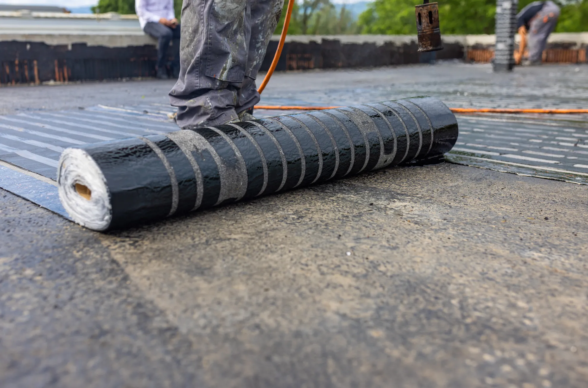 Commercial roof maintenance service on a building in Connecticut