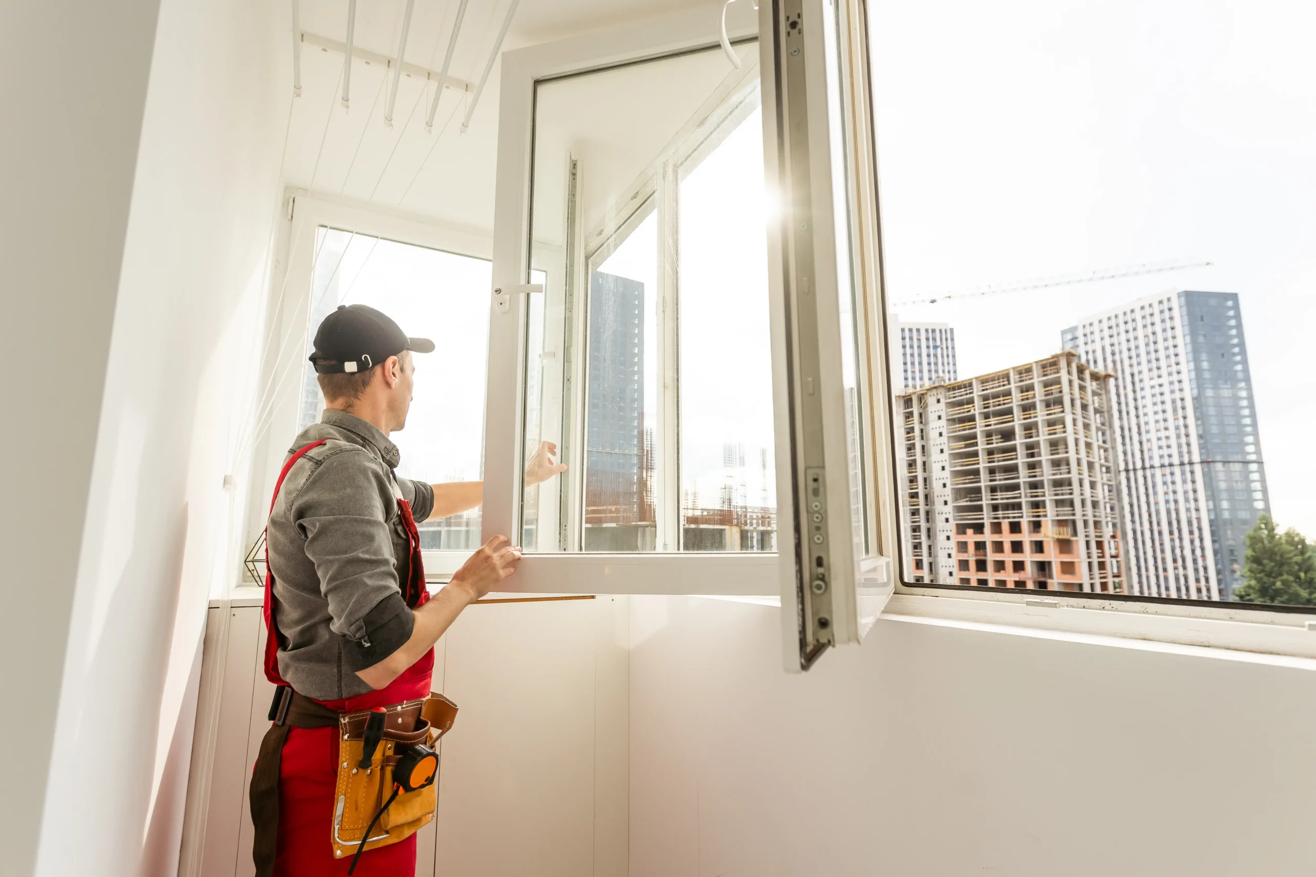 Installer working on a new window in a residential property in Connecticut